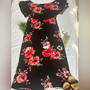 Sweet Lovely Women’s Floral Floor Length Off the Shoulder Dress